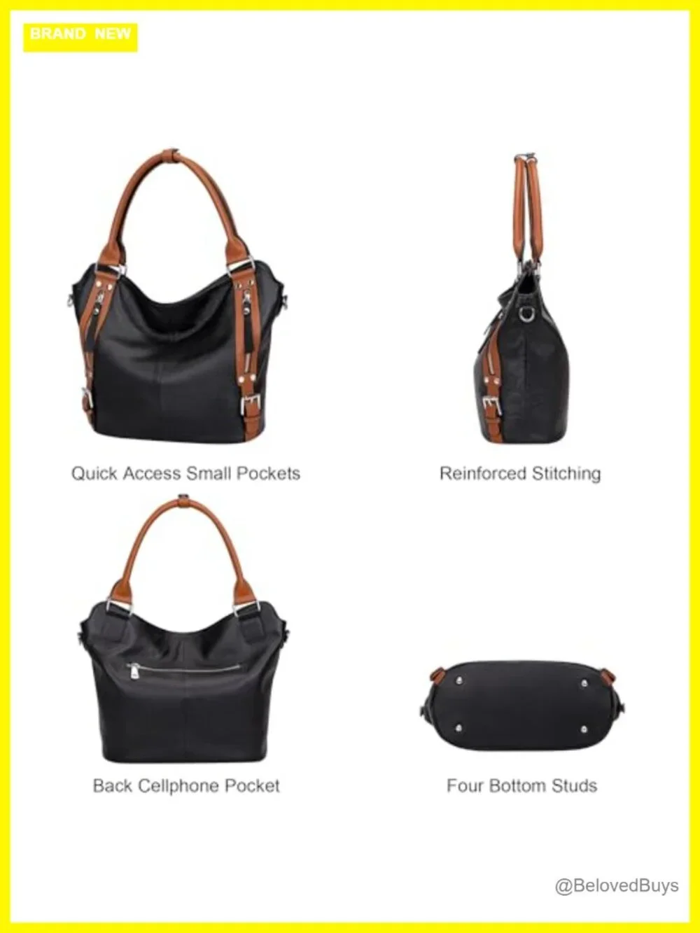 Genuine Leather Large Hobo Tote Purse with Multi Pockets